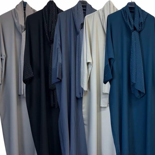Effortless Elegance: Discover the Sparkle Sleeve Abaya with Attached Hijab