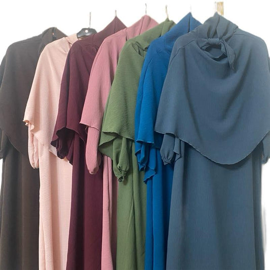 Graceful & Modest: The Perfect Two-Piece Khimar Abaya Set for Kids