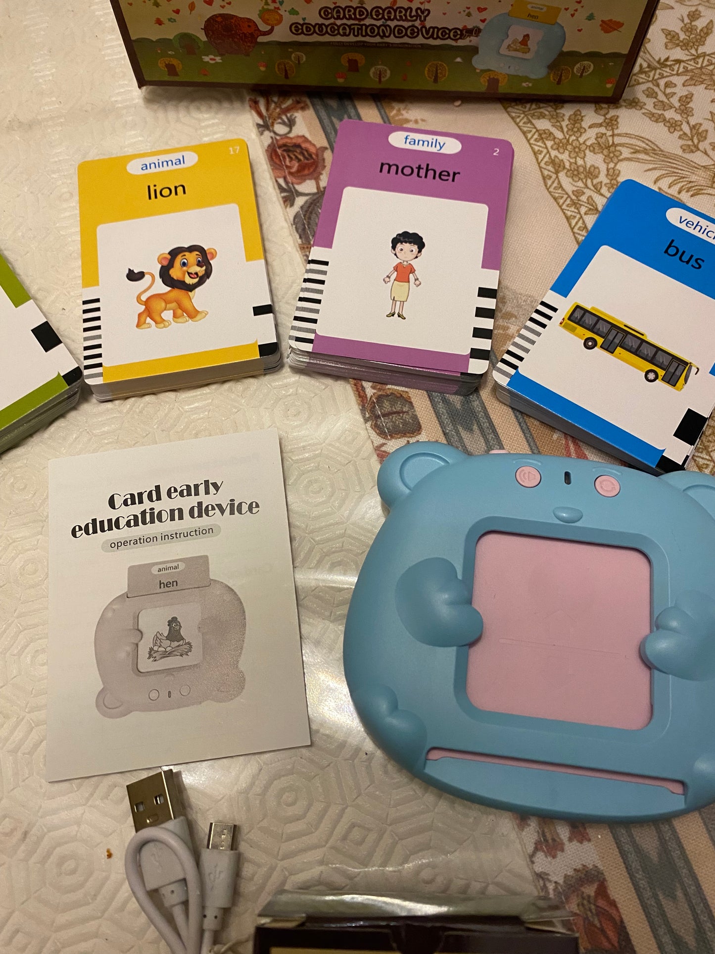 Talking Flash Cards Learning Toys for Toddlers 1-6 Year Old,British English, 224 Words, Audible Educational Toys, Preschool Learning Resource Electronic Interactive Toy Birthday Gifts for Kids-BLUE