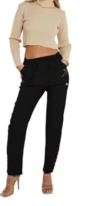 Women's Plain Cherry Berry Italian Summer Full-Length Trousers (Sizes 10-24) Comfort Fabric Womenswear Aesthetic