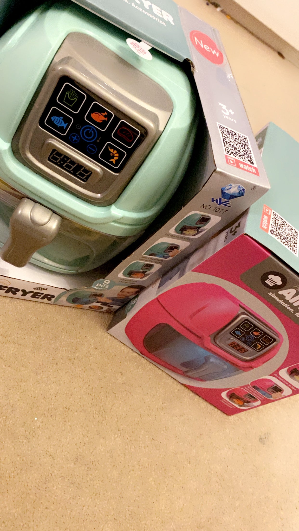 Kids Kitchen Air Fryer Toy Set - Realistic Light & Sound Pretend Play Cooking Set for Boys & Girls, Educational Role Play Kitchen Toy for Toddlers Ages 3+