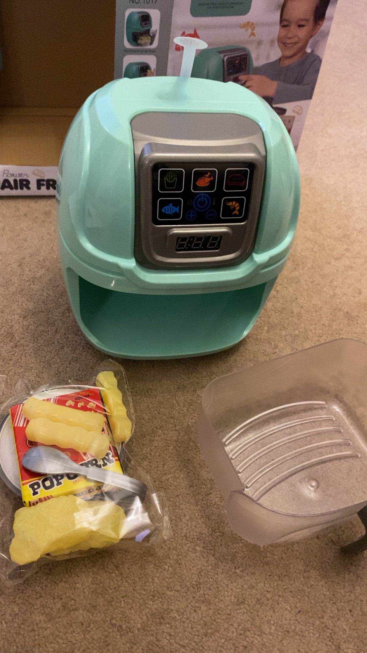 Kids Kitchen Air Fryer Toy Set - Realistic Light & Sound Pretend Play Cooking Set for Boys & Girls, Educational Role Play Kitchen Toy for Toddlers Ages 3+