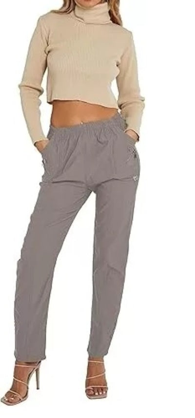 Women's Plain Cherry Berry Italian Summer Full-Length Trousers (Sizes 10-24) Comfort Fabric Womenswear Aesthetic