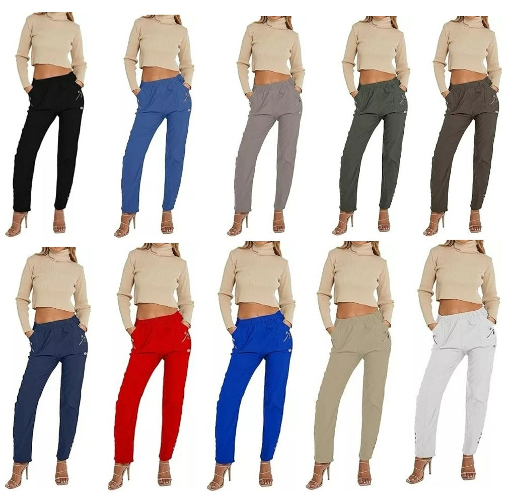 Women's Plain Cherry Berry Italian Summer Full-Length Trousers (Sizes 10-24) Comfort Fabric Womenswear Aesthetic