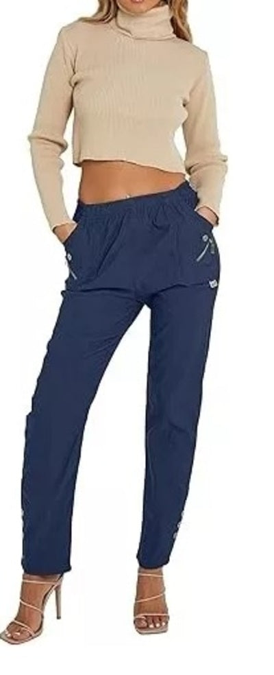 Women's Plain Cherry Berry Italian Summer Full-Length Trousers (Sizes 10-24) Comfort Fabric Womenswear Aesthetic