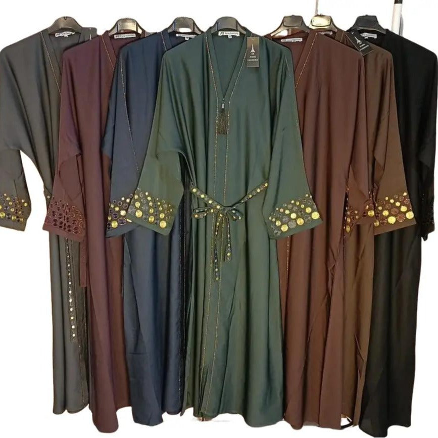 Elegant Abaya with Rich Design Belt - Stylish, Comfortable, and Perfect for Special Occasions | Best Eid Gift & Wear 54" Standard Size