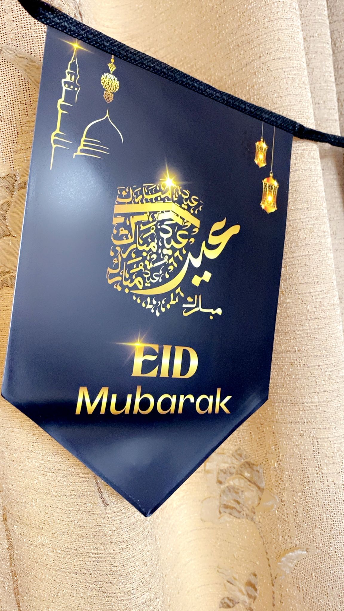 Eid Celebration Bunting β 10 Flags, 100 Inches β Elegant Black