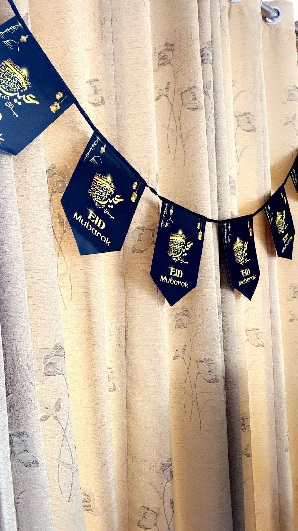 Eid Celebration Bunting β 10 Flags, 100 Inches β Elegant Black