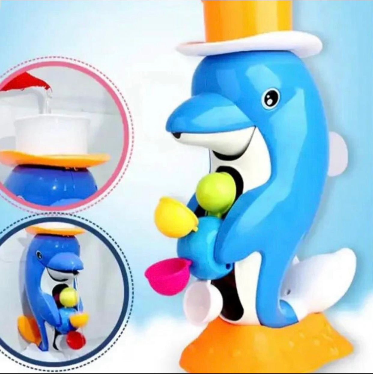 Toddler Duck Bathtub Toys for 18 months with Rotatable Waterwheel & Eyes/Strong Suction Cups/Water Scoop, Fun Bathroom Toys for Boys Girls 2-4 Years