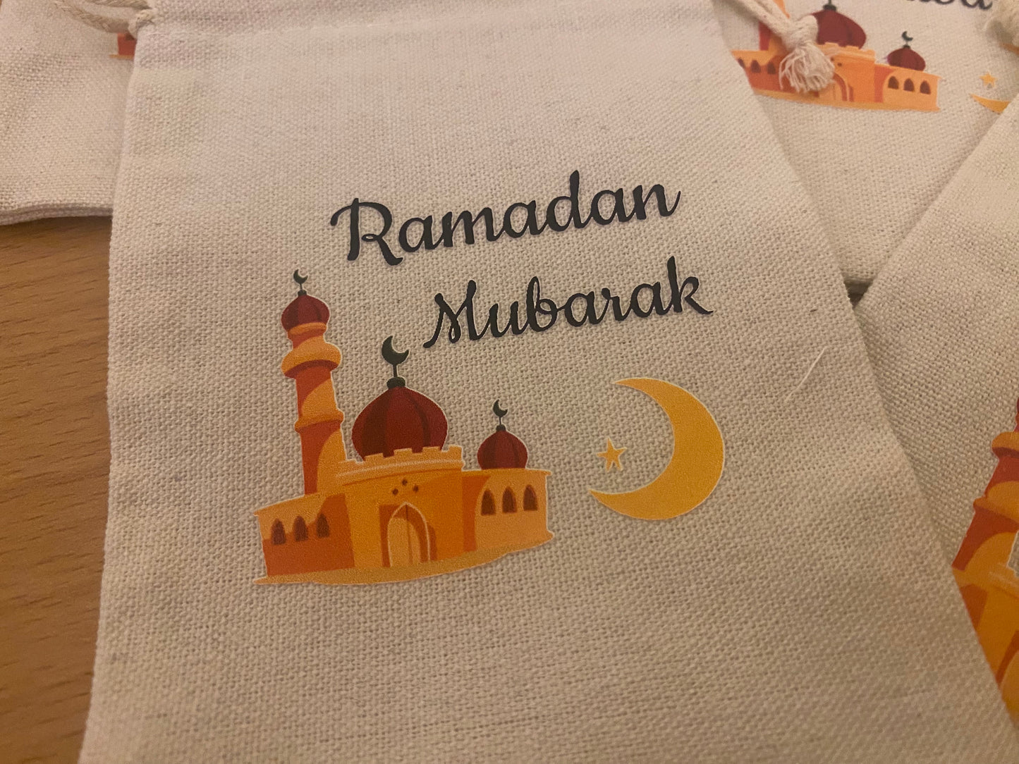 Ramadan Mubarak small canvas pack of 5 gift bags for children