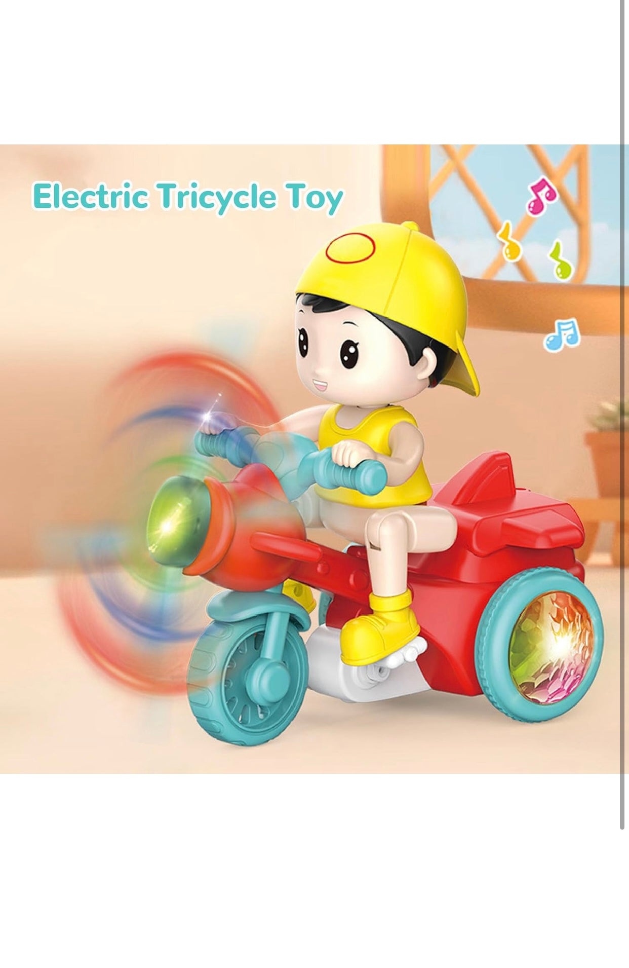 Electric Tricycle Toy,Stunt Motorcycle Vehicle Toys with Light Music for Baby Toddlers