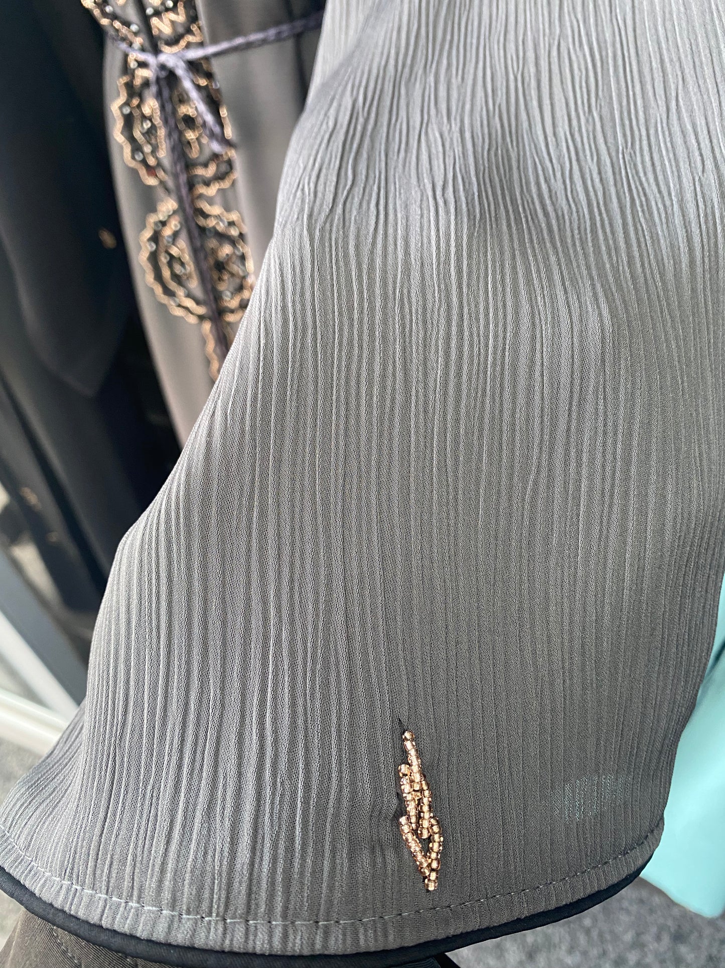 Ladies Grey Abaya with scarf l stone and bead work