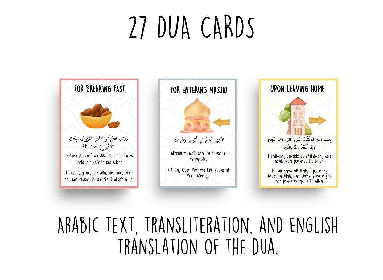 Dua cards kids islamic set of 27 prayer cards