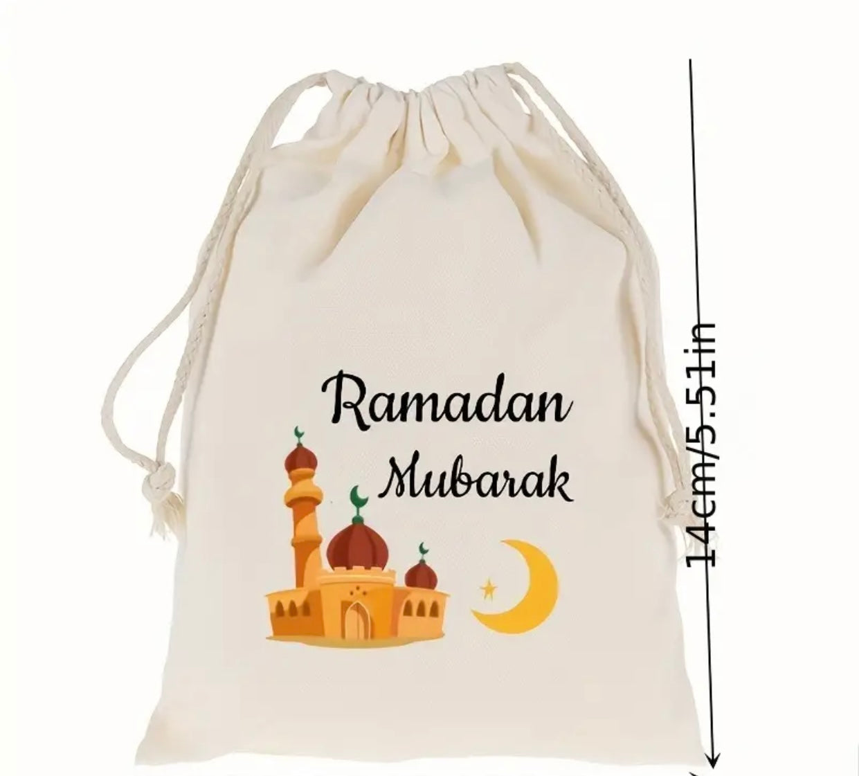 Ramadan Mubarak small canvas pack of 5 gift bags for children