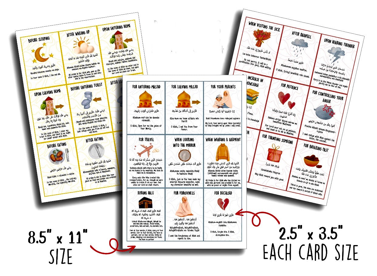 Dua cards kids islamic set of 27 prayer cards