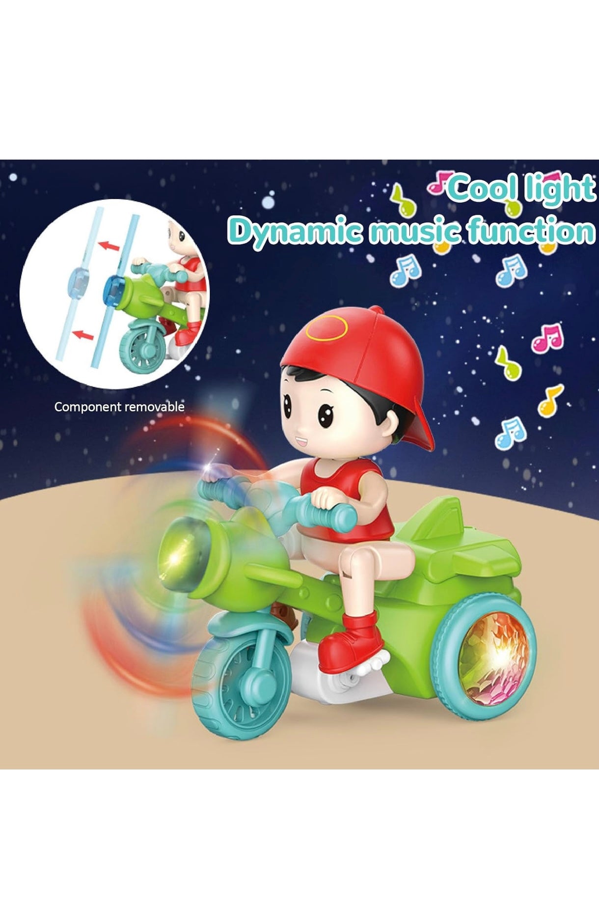 Electric Tricycle Toy,Stunt Motorcycle Vehicle Toys with Light Music for Baby Toddlers