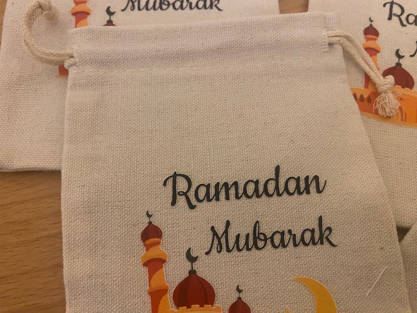 Ramadan Mubarak small canvas pack of 5 gift bags for children