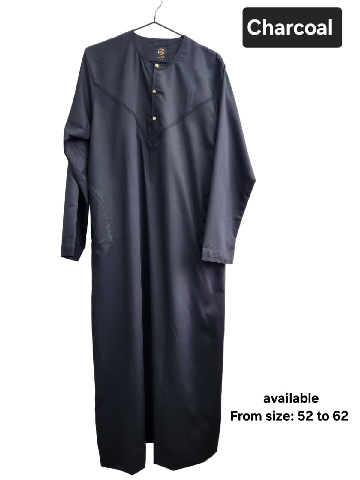 Men’s Islamic traditional thobe polyester stylish jubba CHARCOAL