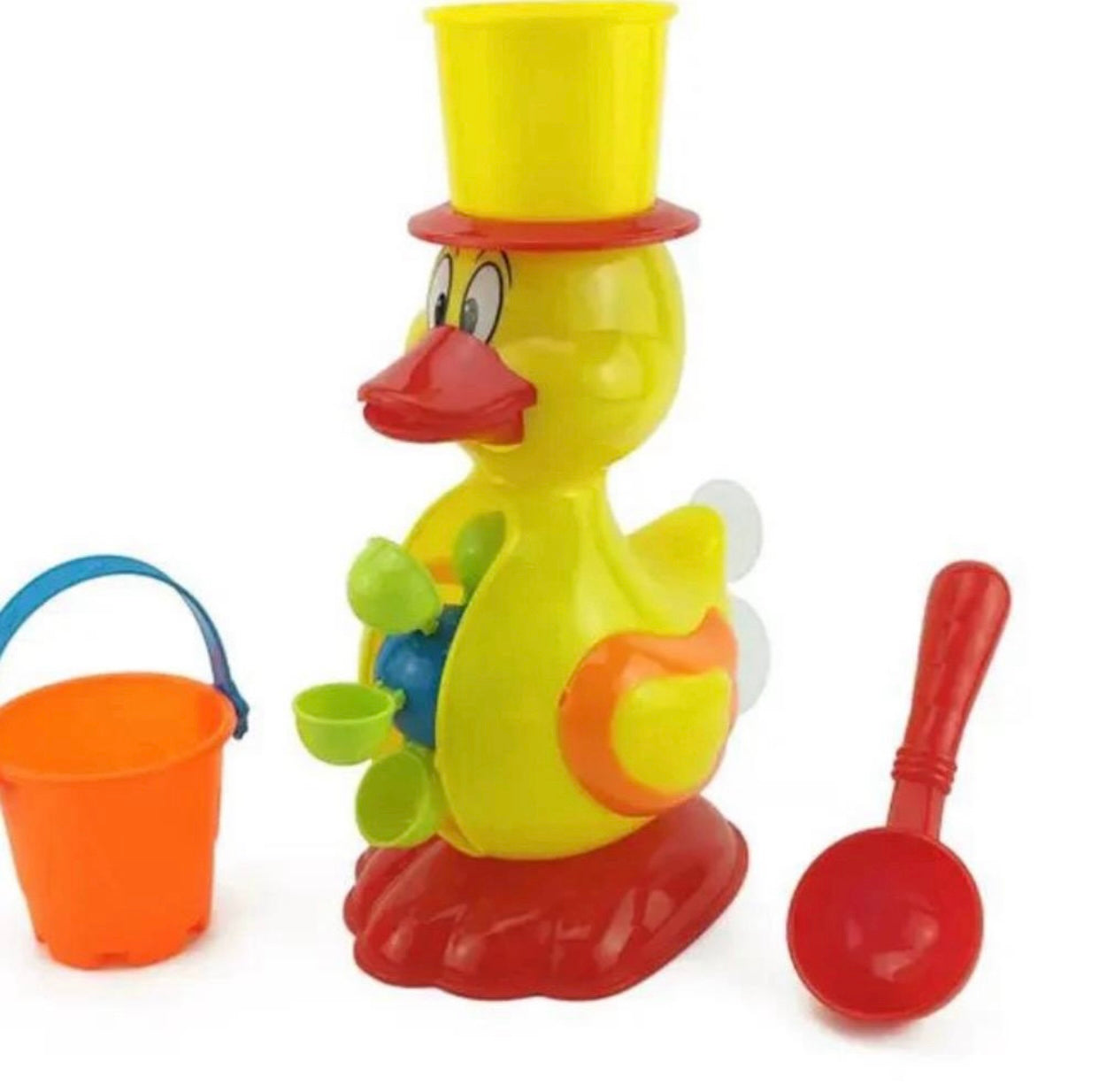 Toddler Duck Bathtub Toys for 18 months with Rotatable Waterwheel & Eyes/Strong Suction Cups/Water Scoop, Fun Bathroom Toys for Boys Girls 2-4 Years