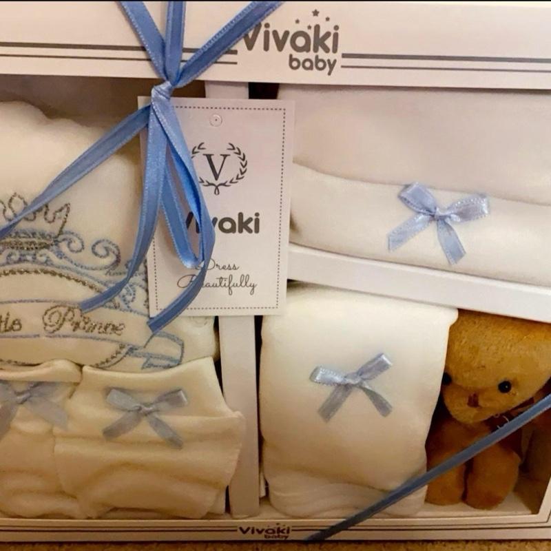 Luxury Newborn Baby Gift Set | 3-6 Months Baby Grow & Celebration Gift | Unisex White, Pink & Blue | Includes Mittens & Adorable Teddy